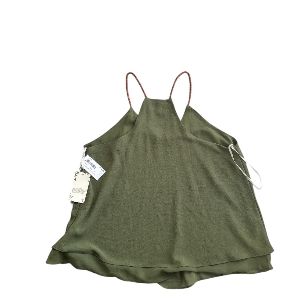 Olive Green Top with Braided straps Sz L NWT